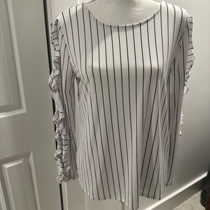 Banana republic size medium white blouse with black pinstriping.